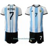 Conjunto (Camiseta+Pantalón Corto) Argentina Rodrigo de Paul 7 Primera Equipación Mundial 2022 - Niño
